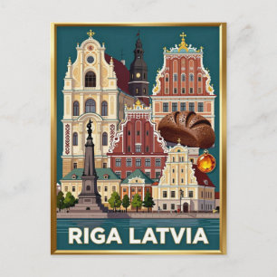 Cartão Postal Viagem Art Nouveau Báltico em Riga