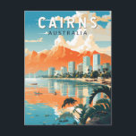 Cartão Postal Viagem Art Vintage da Austrália no Cairns<br><div class="desc">Cairns retro vetor viagem design. Cairns é uma cidade em Queensland,  Austrália,  na costa tropical nordeste do Extremo Norte de Queensland. Foi fundada em 1876 e é considerada a porta de entrada para a Excelente Barreira de Recife e a Floresta Tropica Molhada da Austrália.</div>