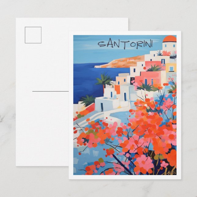 Cartão Postal Viagem Arte Grega Santorini  (Frente/Verso)