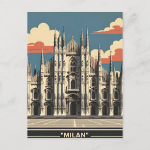 Cartão Postal Viagem Arte Milão Itália – Cidade Catedral Duomo