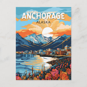 Cartão Postal Viagem Arte Vintage Anchorage Alasca