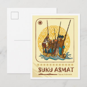 Cartão Postal Viagem Asmat Papua Indonésia