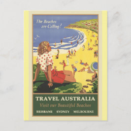 Cartão Postal Viagem Austrália Beaches Vintage