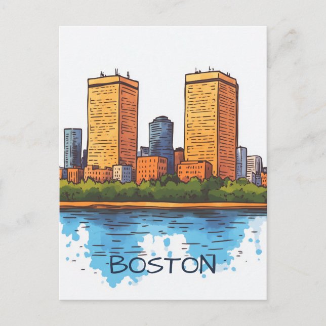 Cartão Postal Viagem Boston MA EUA (Frente)