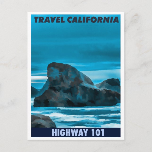 Cartão Postal Viagem California, Highway 101, Retro Viagem (Frente)