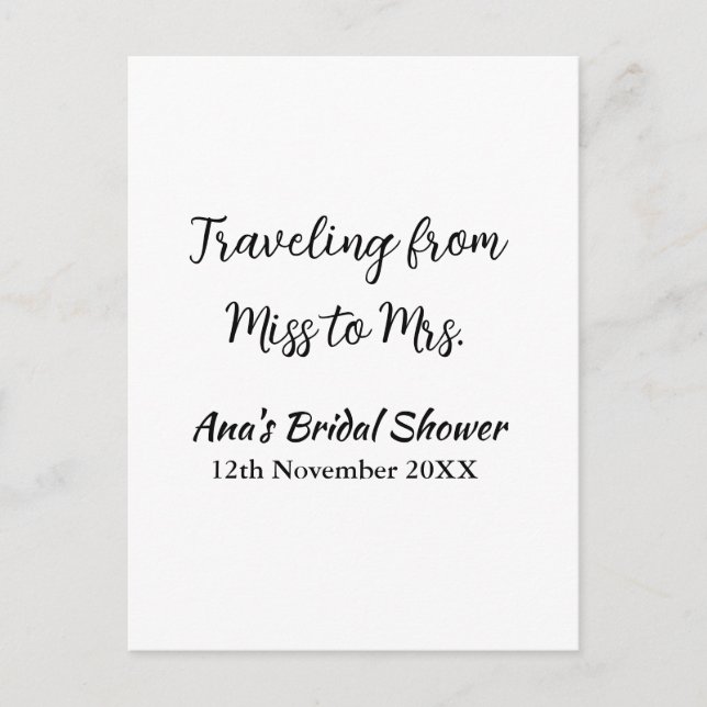 Cartão Postal Viagem chá de lingerie adicionar nome data senhori (Frente)