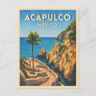 Cartão Postal Viagem Clássica Acapulco México Beira-Mar Retro