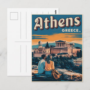 Cartão Postal Viagem clássica Atenas capital da Grécia presentes