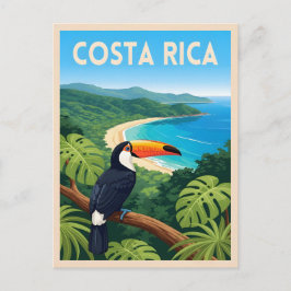 Cartão Postal Viagem Clássica Costa Rica Praia da Natureza Retro