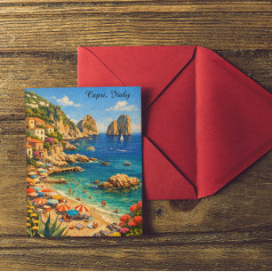 Cartão Postal Viagem Clássica – Praia Marina Piccola, Capri, Itá
