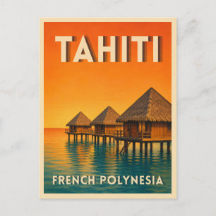 Cartão Postal Viagem Clássica Tahiti Polinésia Francesa Pôr do S