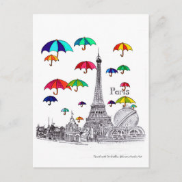 Cartão Postal Viagem com Guarda-chuvas