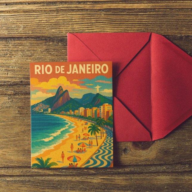 Cartão Postal Viagem Copacabana do Rio de Janeiro (Retro Travel Copacabana Rio de Janeiro Brazil Postcard)