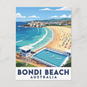 Cartão Postal Viagem da Austrália de Bondi Beach