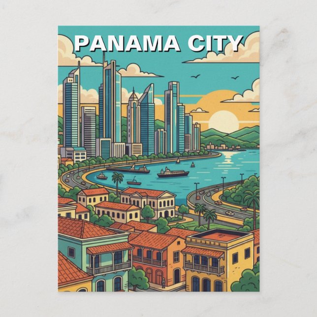 Cartão Postal Viagem da Cidade do Panamá (Frente)