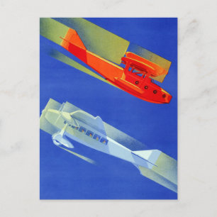 Cartão Postal Viagem da companhia aérea italiana Vintage