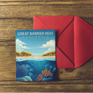Cartão Postal Viagem da Excelente Vintage Barrier Reef Austrália