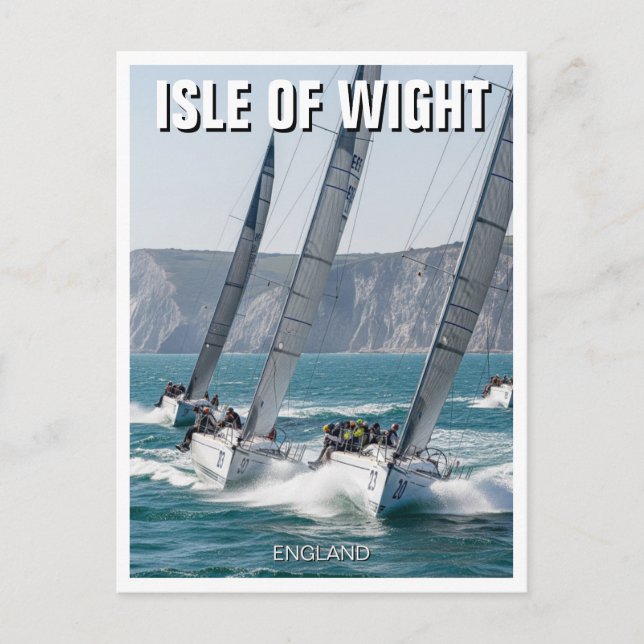 Cartão Postal Viagem da Ilha de Wight, em Yachts, Inglaterra (Frente)