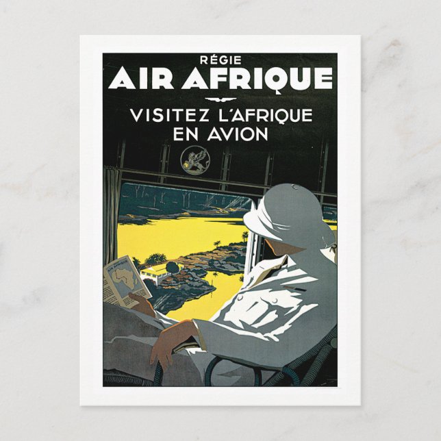 Cartão Postal Viagem da linha aérea Vintage Africa (Frente)