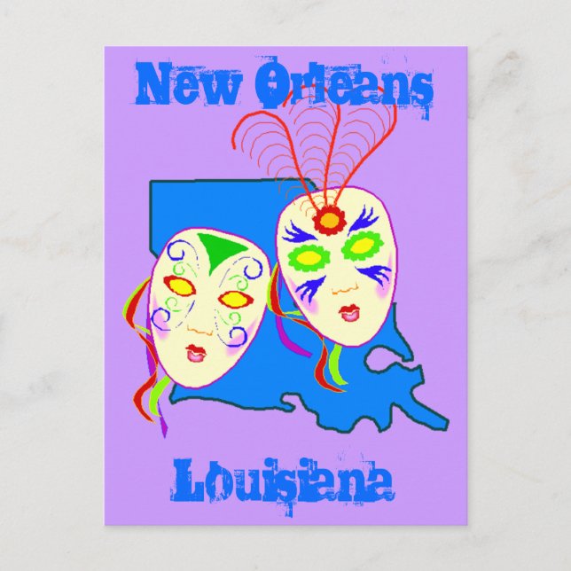 Cartão Postal Viagem da Louisiana Promove Cartaz postal Mardi Gr (Frente)