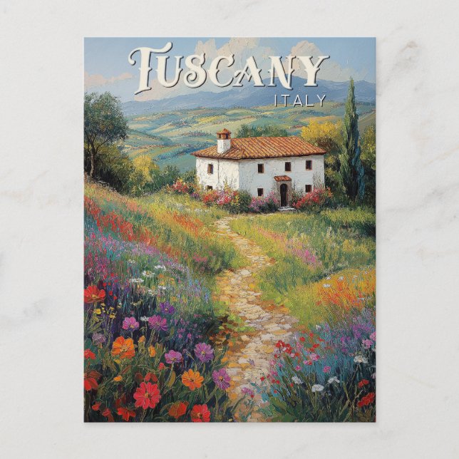 Cartão postal Viagem da Toscana - cena Itália de V (Frente)