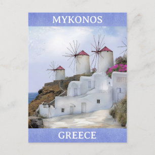 Cartão Postal Viagem das Ilhas Grécias de Mykonos