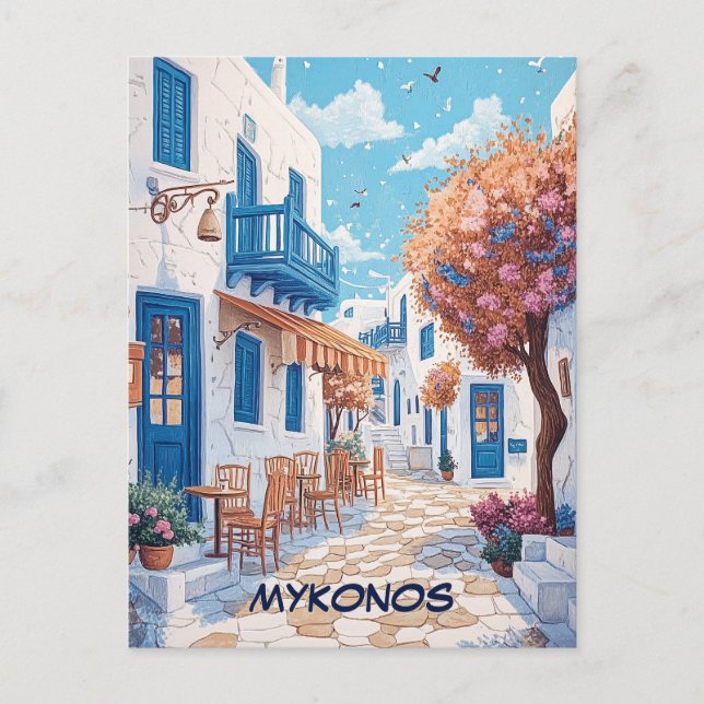 Cartão Postal Viagem das Ruas Mykonos (Frente)