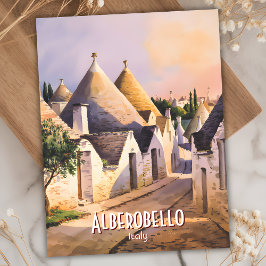 Cartão Postal Viagem de Aquarela de Alberobello Trulli House