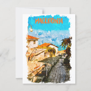 Cartão Postal Viagem de Aquarela dos Balcãs da Macedônia