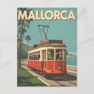 Cartão Postal Viagem de Bonde Vintage Mallorca Espanha