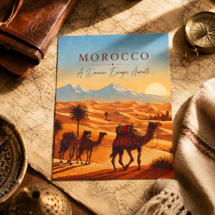 Cartão Postal Viagem de Camelo pelo Deserto do Saara Marrocos Li