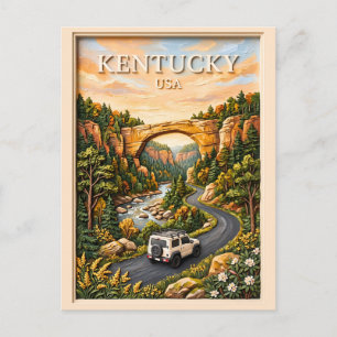 Cartão Postal Viagem de Carro pelo Kentucky EUA 3D Texturizado R