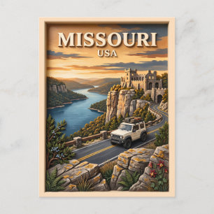 Cartão Postal Viagem de carro pelo Missouri Lago Ozarks Castelo