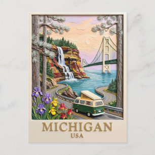 Cartão Postal Viagem de carro por Michigan EUA Pictured Rocks Va