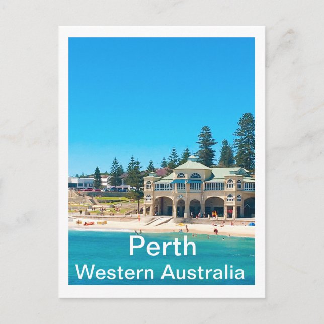 Cartão Postal Viagem de Destino Perth Austrália (Frente)