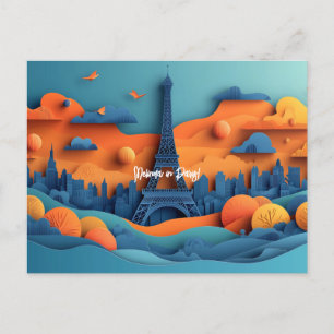 Cartão Postal Viagem de Enfileiramento de Papel de Paris
