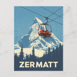 Cartão Postal Viagem de Esqui de Suiça do Vintage Zermatt