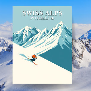 Cartão Postal Viagem de Esqui dos Alpes Suíços