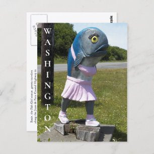 Cartão Postal Viagem de Estátua de Peixes do Estado de Washingto