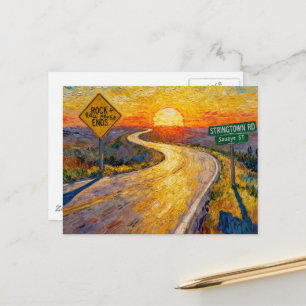 Cartão Postal Viagem de Estrada Rock and Roll Nunca Termina Stri