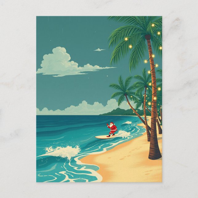 Cartão Postal Viagem de Férias Tropicais de Praia Papai noel de  (Frente)