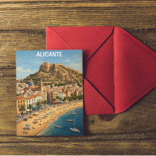 Cartão Postal Viagem de férias vintage Alicante Espanha