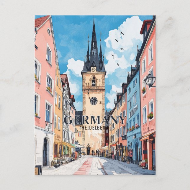 Cartão Postal Viagem de Heidelberg Alemanha (Frente)