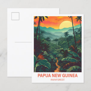 Cartão Postal Viagem de Ilustração da Floresta Tropical Papua-No