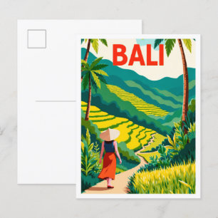 Cartão Postal Viagem de Ilustração de Arte da Indonésia Bali
