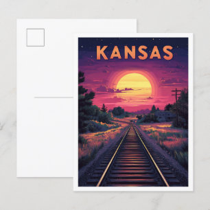 Cartão Postal Viagem de Ilustração de Arte do Kansas USA