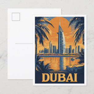 Cartão Postal Viagem de Ilustração de Emirados Árabes Unidos de 