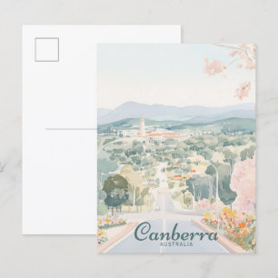 Cartão Postal Viagem de Ilustração de Gouache da Austrália Canbe