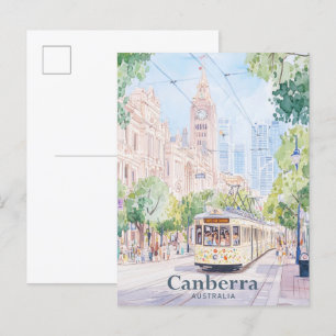 Cartão Postal Viagem de Ilustração de Gouache da Austrália Canbe