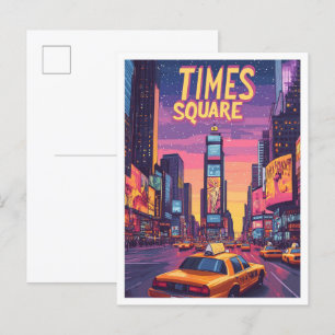 Cartão Postal Viagem de Ilustração de Imagem de Arte NYC Quadrad
